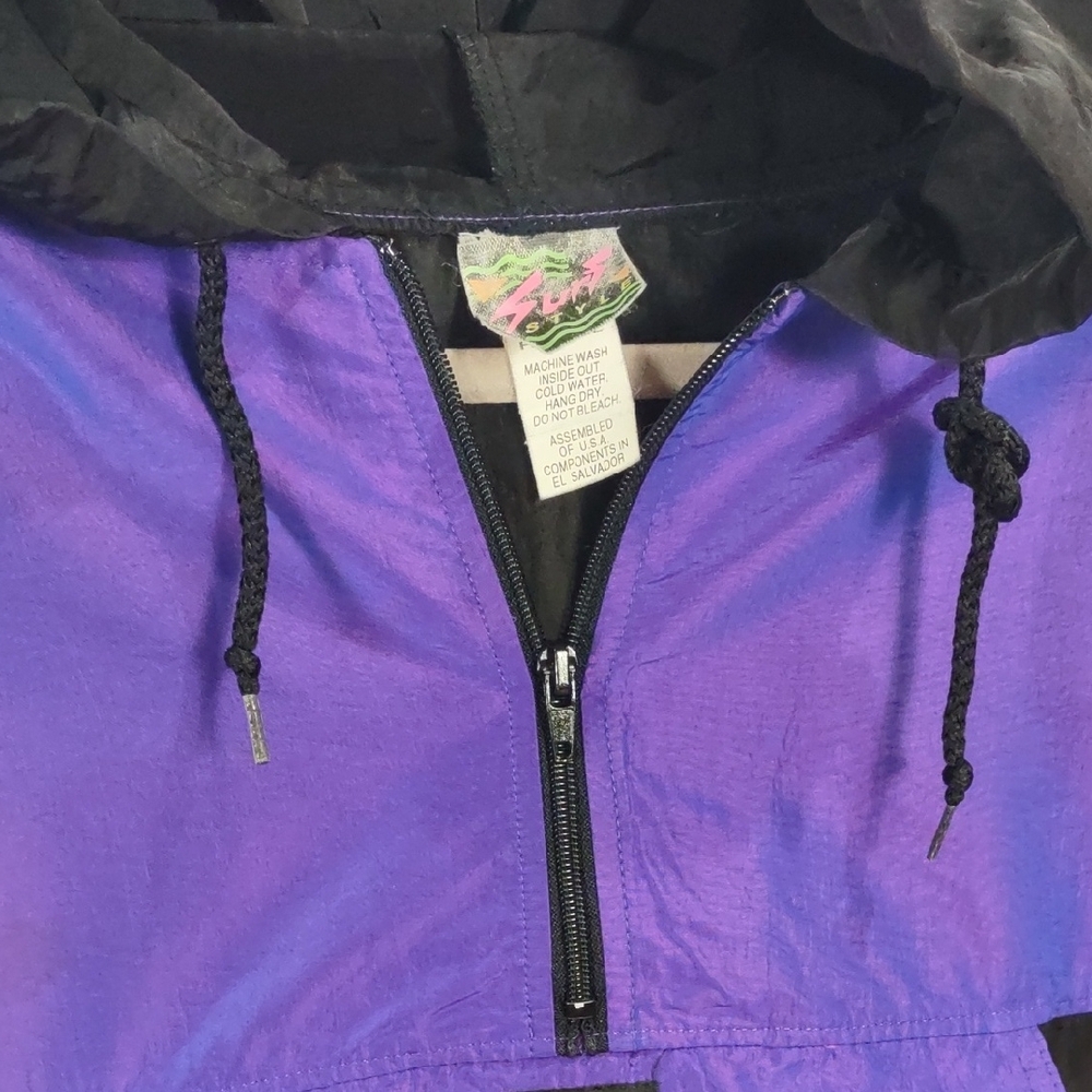 Surf Style,Vintage Purple and Black Windbreaker Jacket - Picture 8 of 17